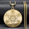 Mysterious Metatron Cube Flower of Life Necklace for Women Men Stainless Steel Sacred Geometry Buddhism Chain Jewelry
