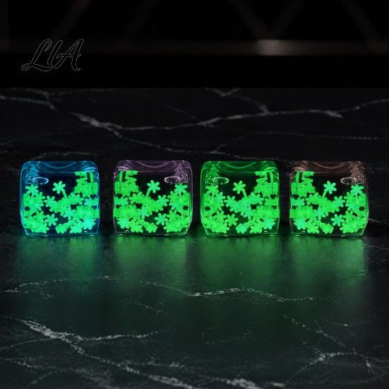 Tension Relief Gadgets Ice Cube Stress Toy, Glow-in-the-Dark Snowflake Filled Cube, Clear Sensory Toy Luminous Adults and Kids Soft Balls