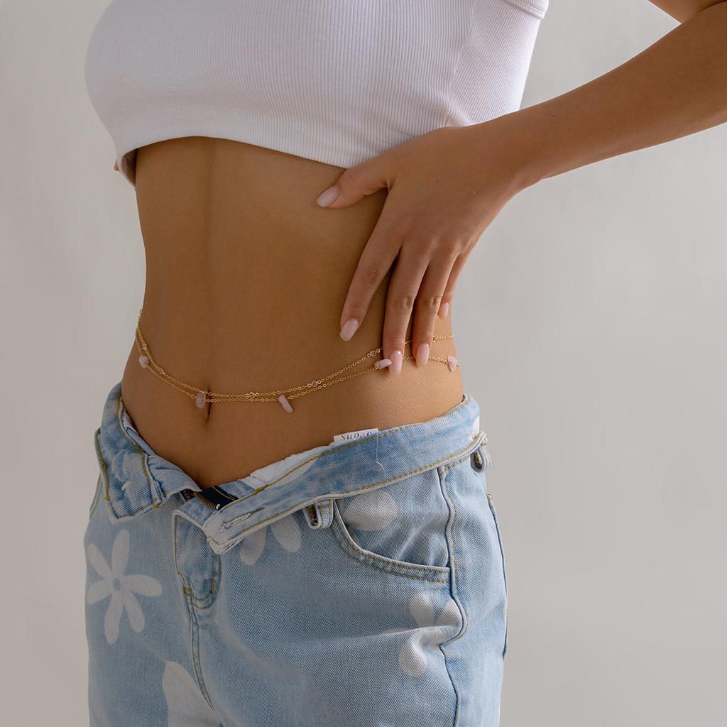 Сексуальная простая пляжная ветка цветная гравийная цепочка на талию тренд хип-хоп металлическая цепочка цепочка на тело