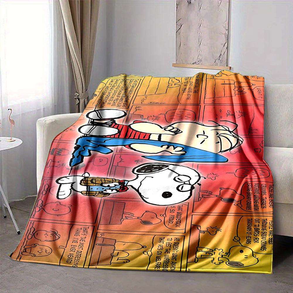 1Pc Snoopy'S Comic Adventure Flannel Blanket, Soft And Comfortable, Casual Warm, Camping Travel, Christmas, Halloween Xmas Gift S1795