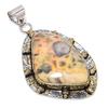 Crazy Lace Agate 925 Sterling Silver Gift Two Tone Pendant 2.52" V6C40