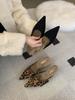 Fashion Leopard/Black Women Slippers Flock Summer Outside Slides Mules Shoes Thin Low Heels Fur Design Casual Ladies Slides Slippers 39