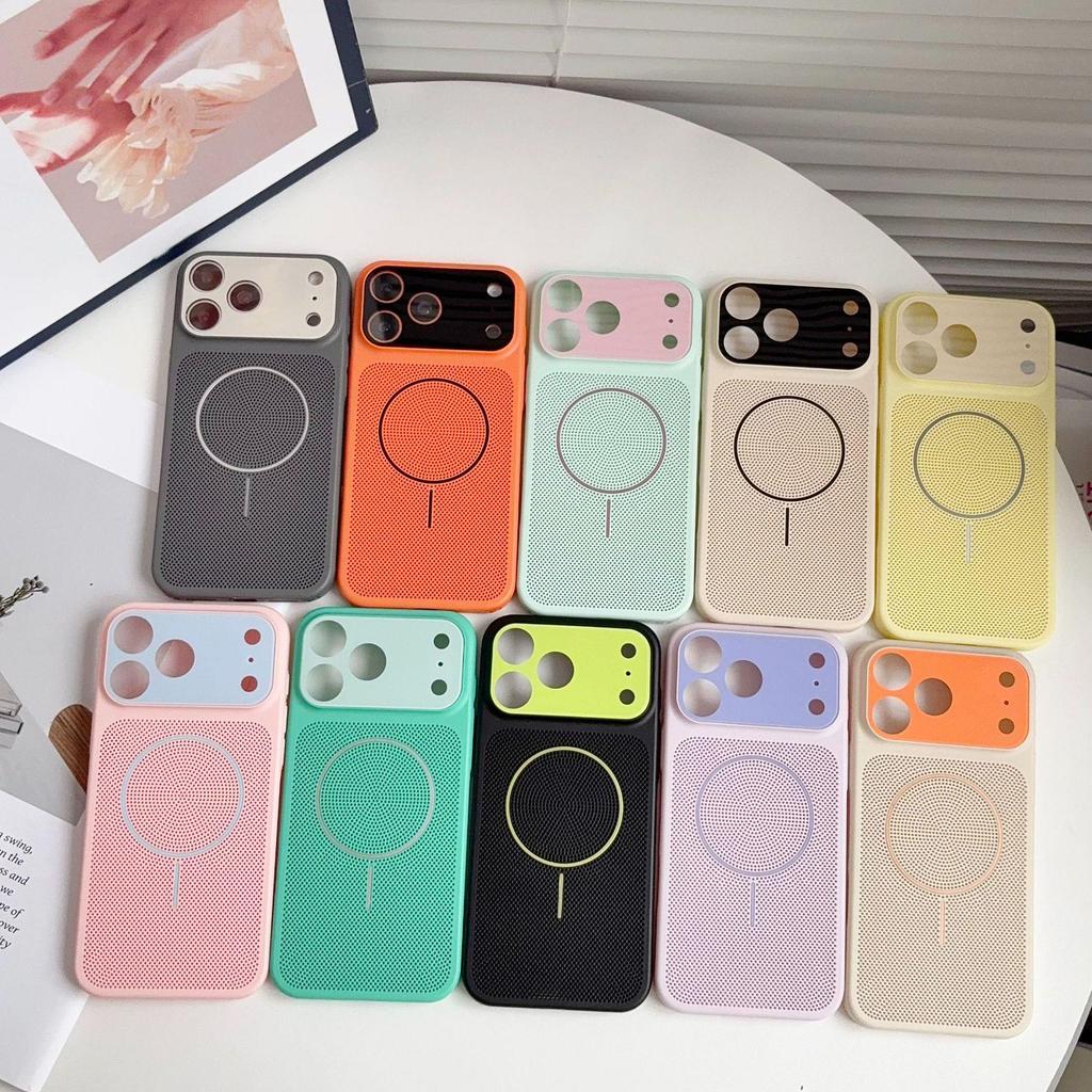Магнитный чехол для iPhone 15 Pro Max с защитой от перегрева, контрастным цветом и большим окном