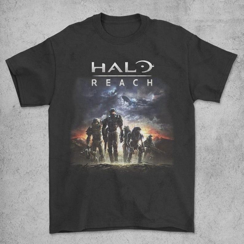 Vintage Y2K 00s Halo Reach 2010 Poster Print Video Game Promo T-Shirt