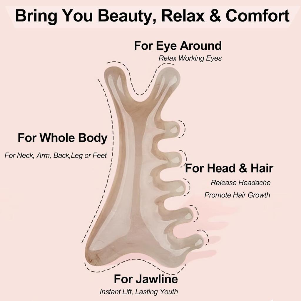 Массажная расческа для скальпа, инструмент для скальпинга волос, головы, лица, глаз, шеи, смола, инструмент для тела Гуаша, снимает стресс, способствует лимфодренажу