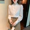Half Turtleneck Lace Base Shirt for Women In Spring and Autumn New Style Slim Long-sleeved Top Fashionable Small Shirt