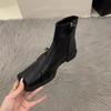Fashion 2024 New Autumn and Winter Women's Short-tube Metal-decorated Square-toe Casual Solid Color Fashion Boots