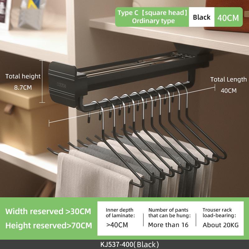 Top Mount Wardrobe Hanger Pulling Out Hangers Extendable Clothes Rail Adjustable Wardrobe Telescopic Rail Rack Trouser Organiser