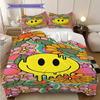 Psychedelic Smiley Face Art Print Threepiece Set 1 Duvet Cover 2 Pillowcase Without Core Soft And Comfortable Bedding Set