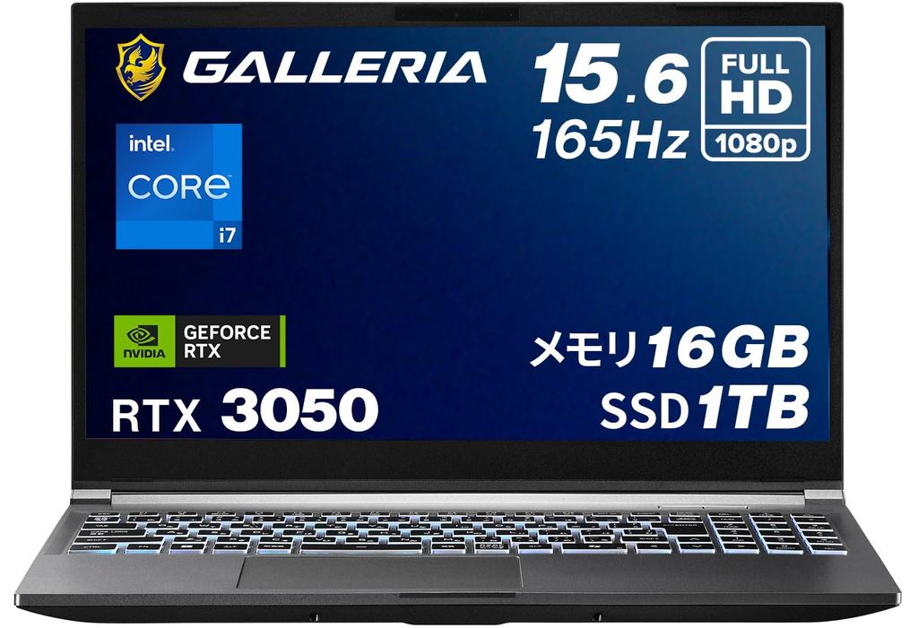 Galleria Gaming Laptop GALLERIA RTX Core 16GB 1TB 165Hz Refresh RGB Keyboard Windows Video Warranty RL7C-R35-5N 15.6-inch 3050, i7-13620H, Memory,