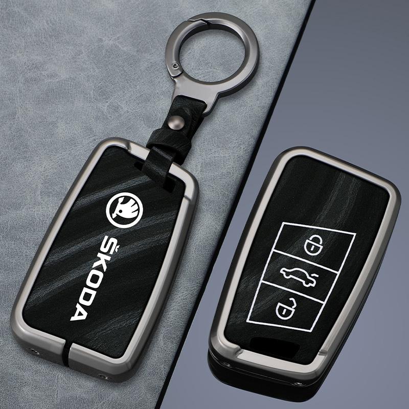 CAPR9 Car Smart Remote Key Fob Case Full Cover Bag for Skoda Superb A7 Kodiaq Protector Holder Shell Keyless Keychain Accessories