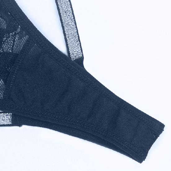 Sexy Women G-string Thong Low Waist See-through Sheer Hollow Floral Lace Rhinestone Straps Breathable Soft Ladies Underwear Brief Panties