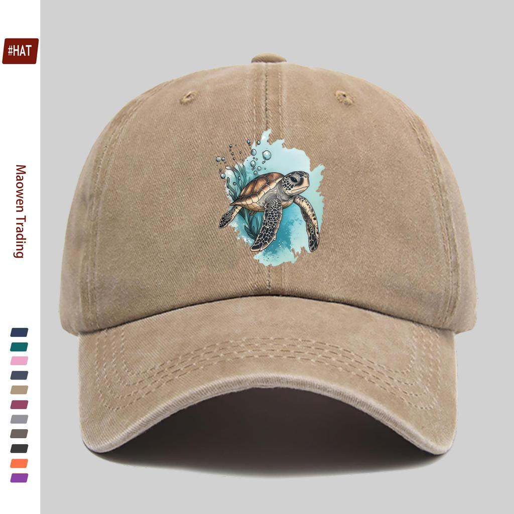 pc pcs Vintage Sea Turtle Print Trucker Cap Adjustable Snapback Suitable for Men Women Lightweight Baseball Hat with Cora