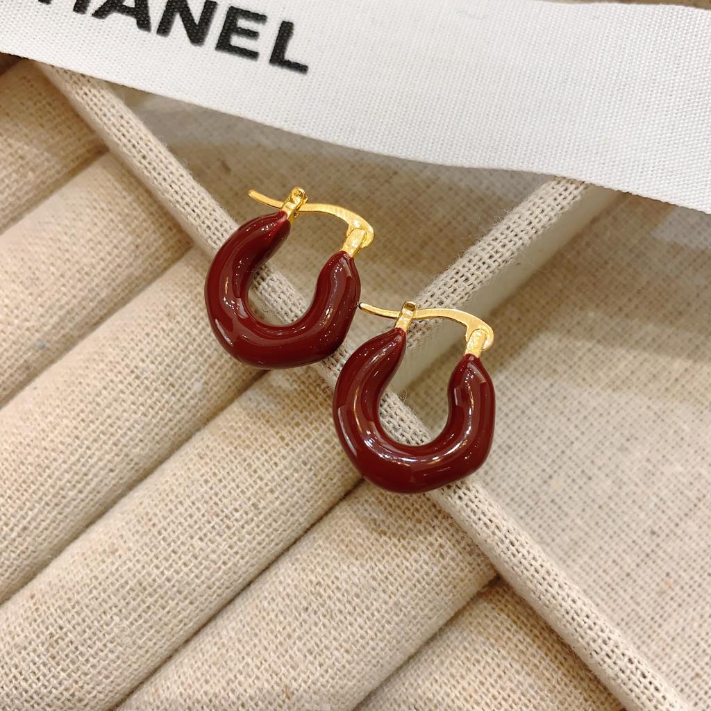 Stylish Geometric Red Earrings Women'S Design Sense Premium Earrings Retro French Earrings