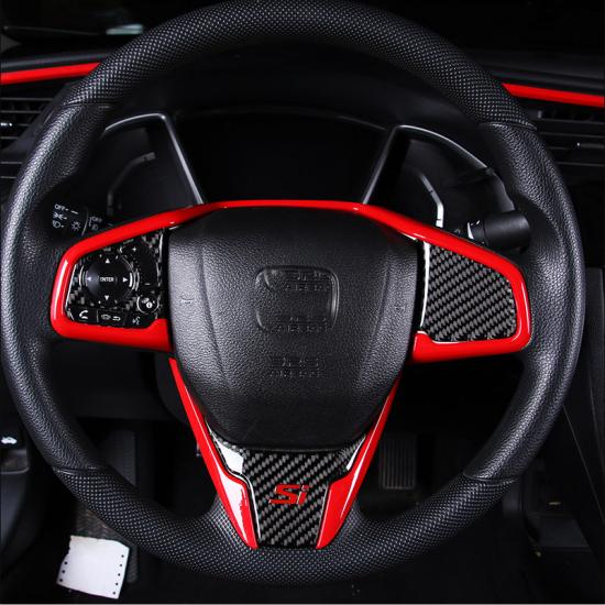 Красная внутренняя накладка на руль для Honda Civic 2016-2020 10-го поколения
