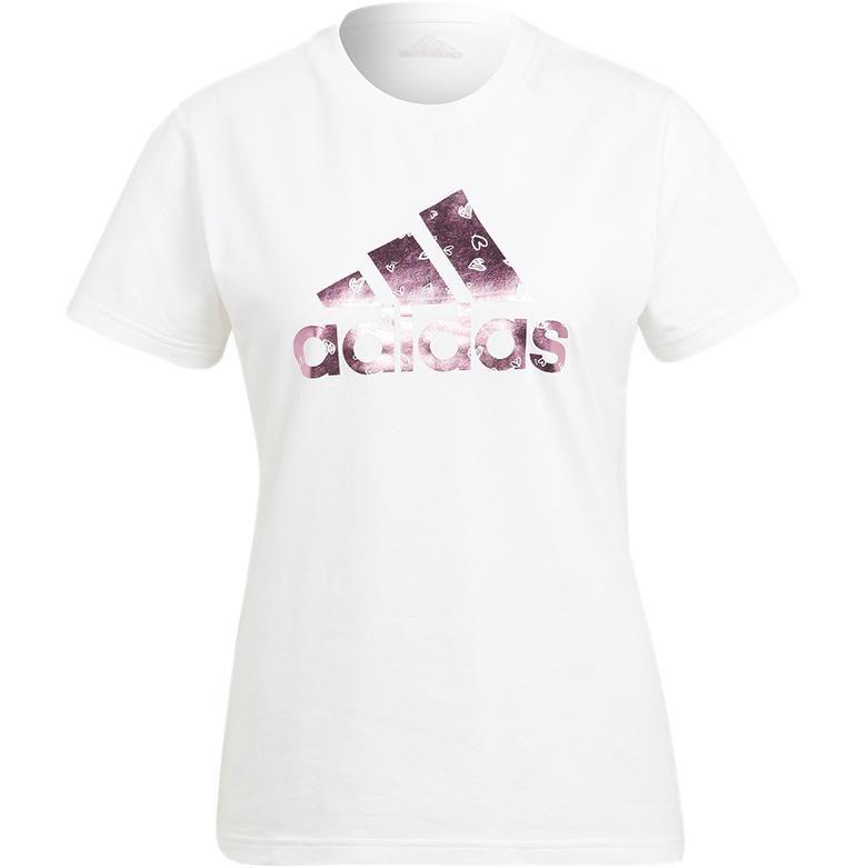 Adidas T Shirts Women's White Crew Neck Moderate Straight Fit HB7128