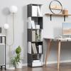 Modern Space-Saving Bookcase with 5 Shelves in Wood, 33x28x161cm, Grey and White