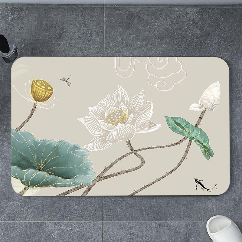 Новый китайский коврик для входной двери, коврик для туалета, домашний коврик, диатомовая грязь, нескользящий, быстросохнущий, впитывающий коврик для ног