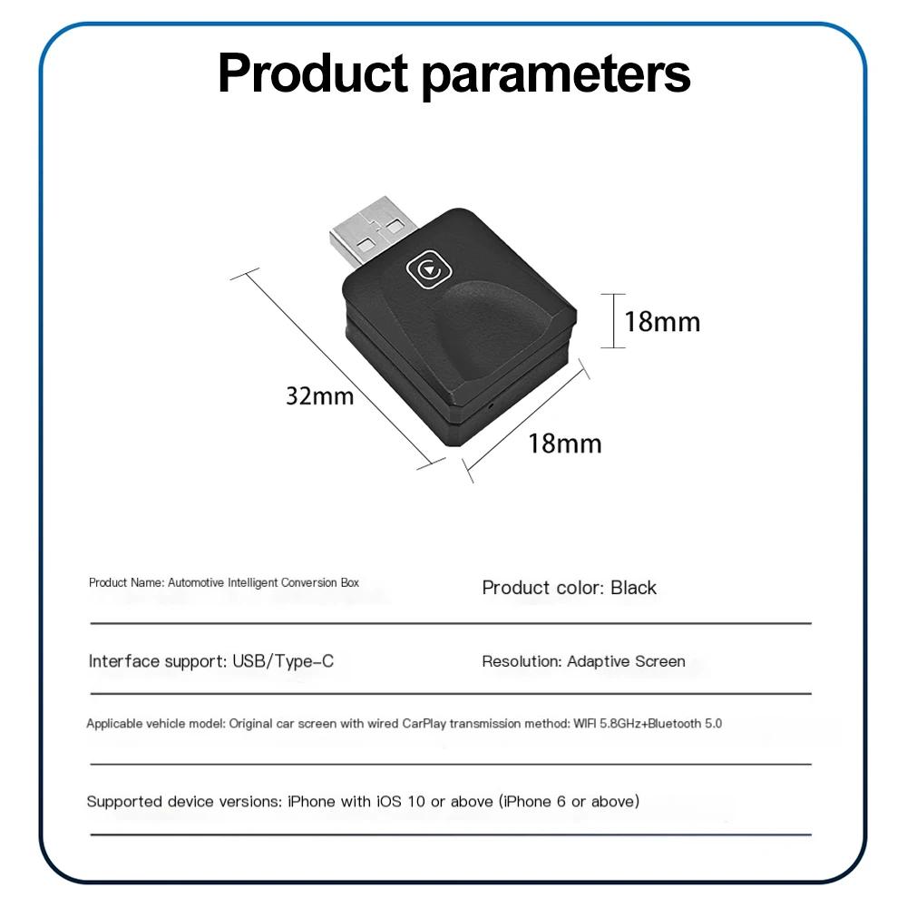 Беспроводной адаптер Carplay 2 в 1 Smart Mini BOX Plug and Play Bluetooth 5.0 WiFi Fast Connect Plug and Play для OEM Wired CarPlay