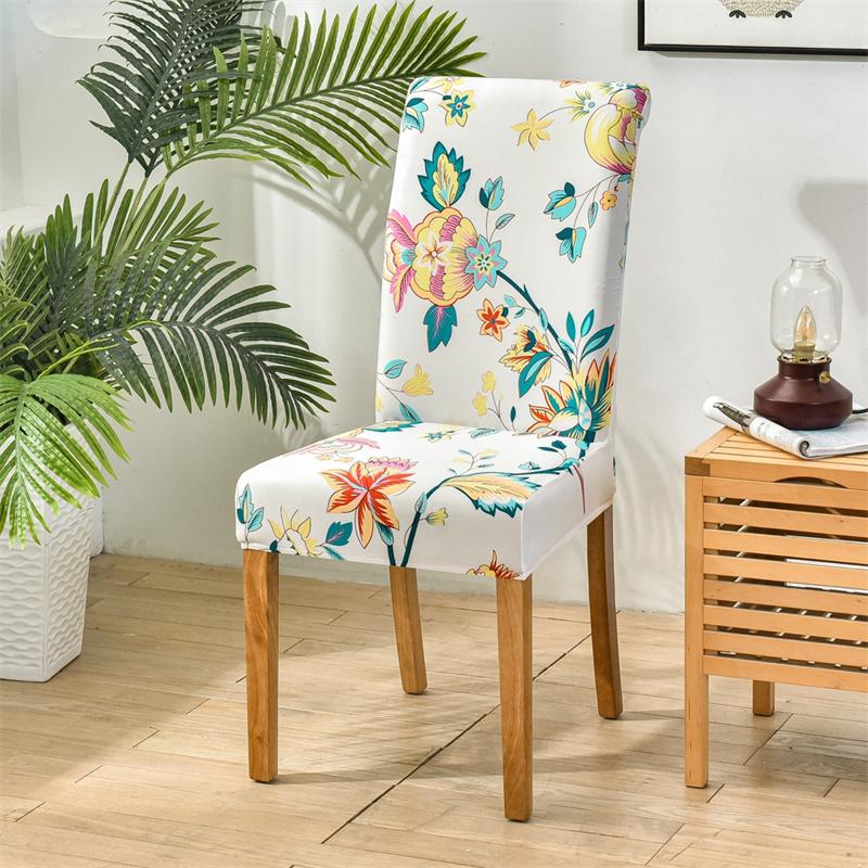 Printed Stretch Spandex Chair Cover Anti Dirty Elastic Seat Slipcover For Dining Room Office Wedding Party