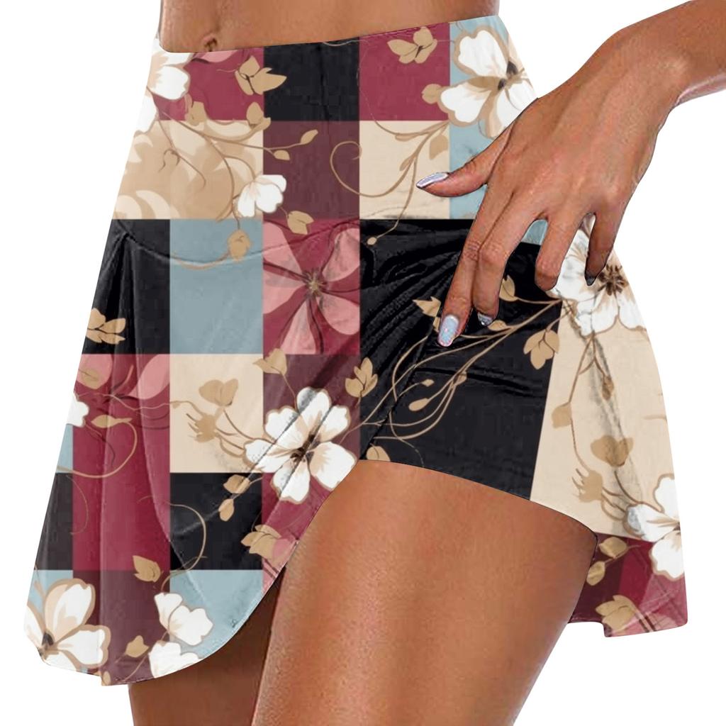 Женская мода с принтом на День Святого Валентина, повседневная спортивная фитнес-беговая йога, теннисная юбка, плиссированная короткая юбка, шорты, полуюбка