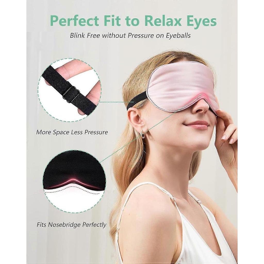 100% Real Mulberry Silk 2 Pack Sleep Mask, Natural Pure Silk Eye Masks with Adjustable Strap for Sleeping, 100% Block Light Eye Sleep Shade Cover, Re