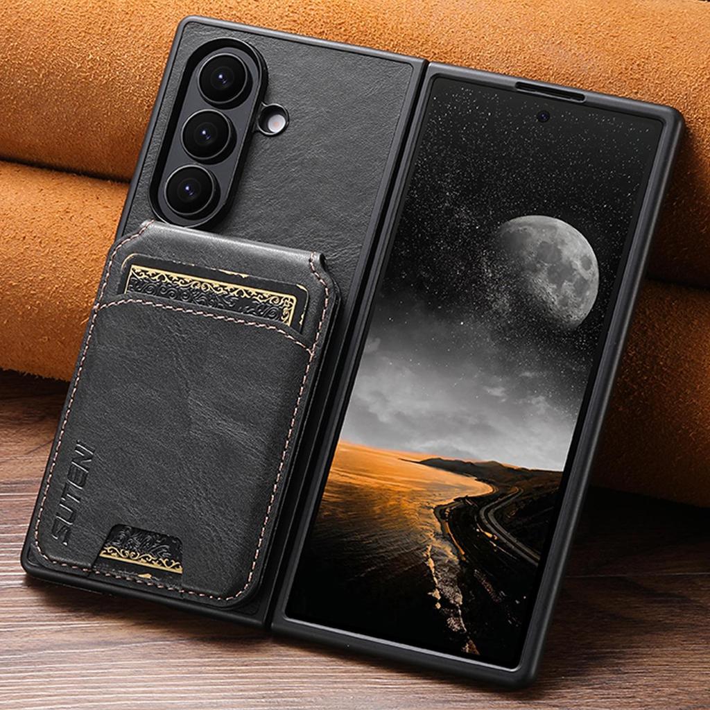 Чехол-подставка с отделениями для карт из кожи SUTENI для Samsung Z Fold 7/6/5