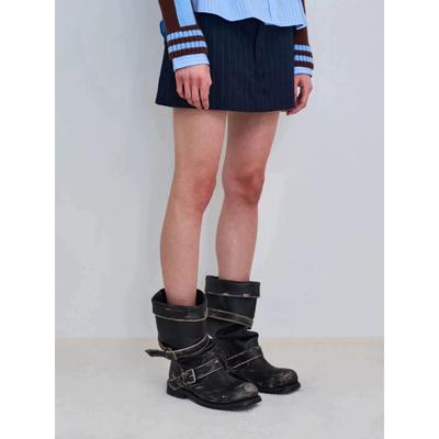 Версия из коровьей кожи~ кожаные ботинки женские тяжелая промышленность старые ботинки на толстой подошве пряжка ремня два способа носки ретро рыцарские ботинки уличные ботинки