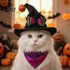 Маленькая собака Костюмная шляпа Хэллоуин Кот Колдун Шляпа, Изогнутый заостренный с тыквенным колокольчиком, Аксессуар Блестящий бант Праздничный питомец для кошек собак