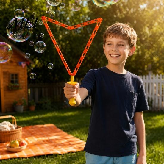 Bubble Wand with Button Giant Wand, Foam Maker for Kids, Transformable Triangle Backyard Toy Beach Party, Outdoor Summer Game Gift Fun