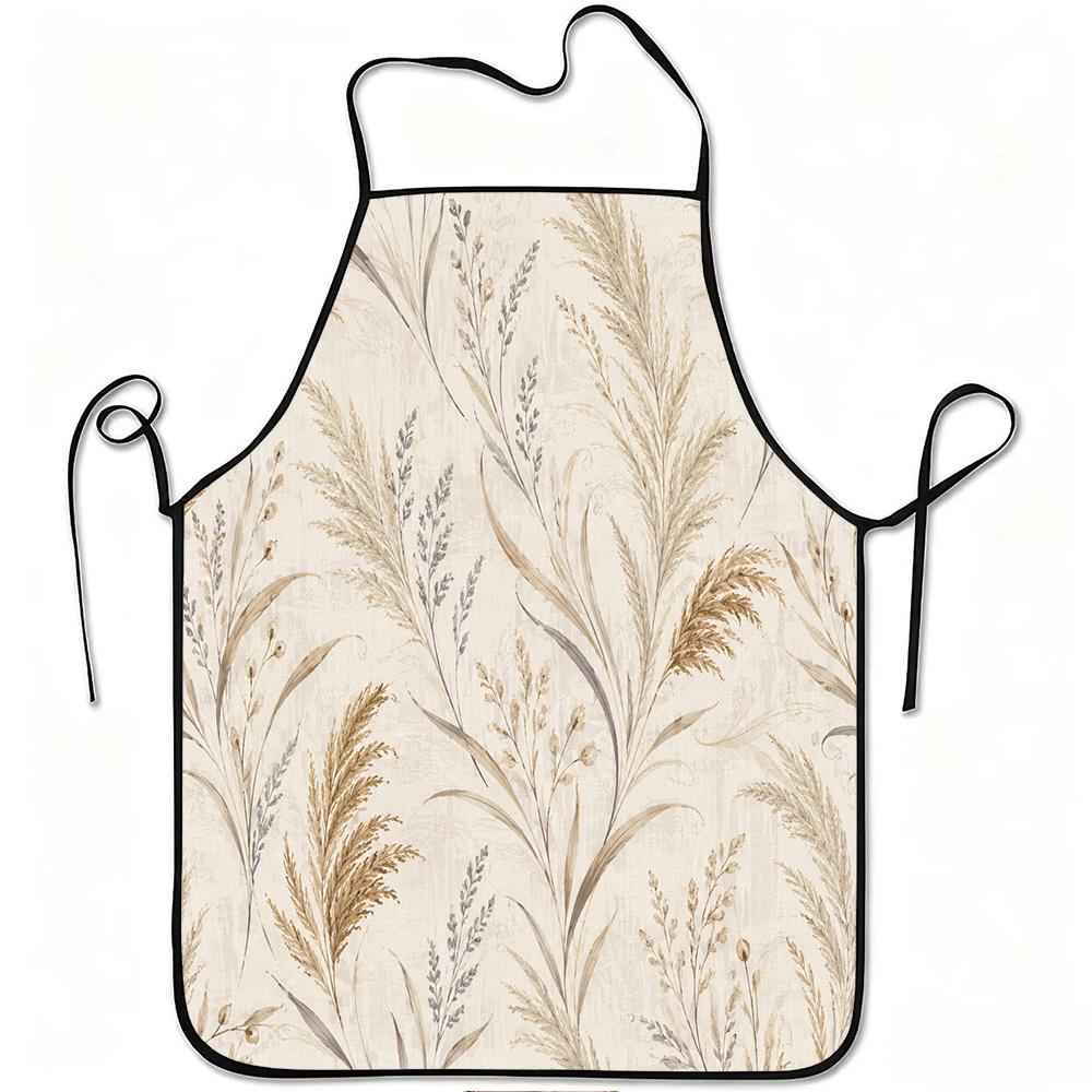1pc Vintage Botanical Grass Pattern Print Apron, Durable And Easy to Clean, Adjustable Waistband, Polyester Material, for Kitchen Cooking, Gardening,
