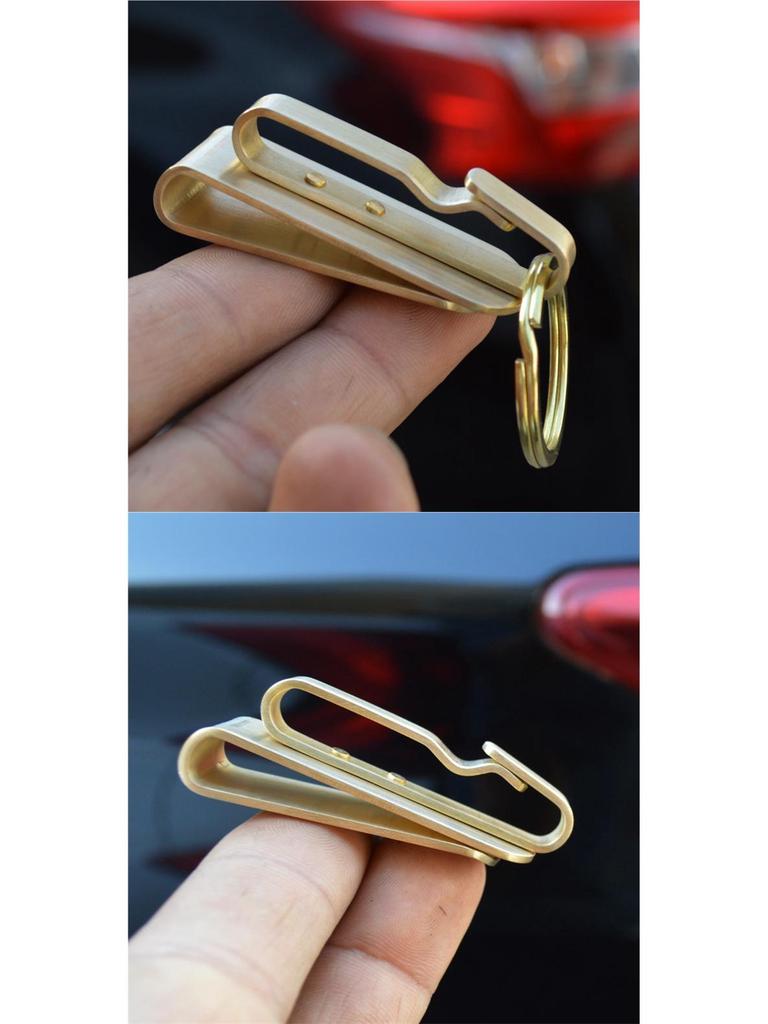 Ретро брелок из латуни и меди с подвеской на пояс и кольцом-пряжкой