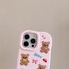 Для iPhone 16 15 14 13 12 Pro Max Розовый Чехол для Телефона Такой Милый Бантик Мишка Аниме Мягкий Силикон 3D Мультяшная Обложка