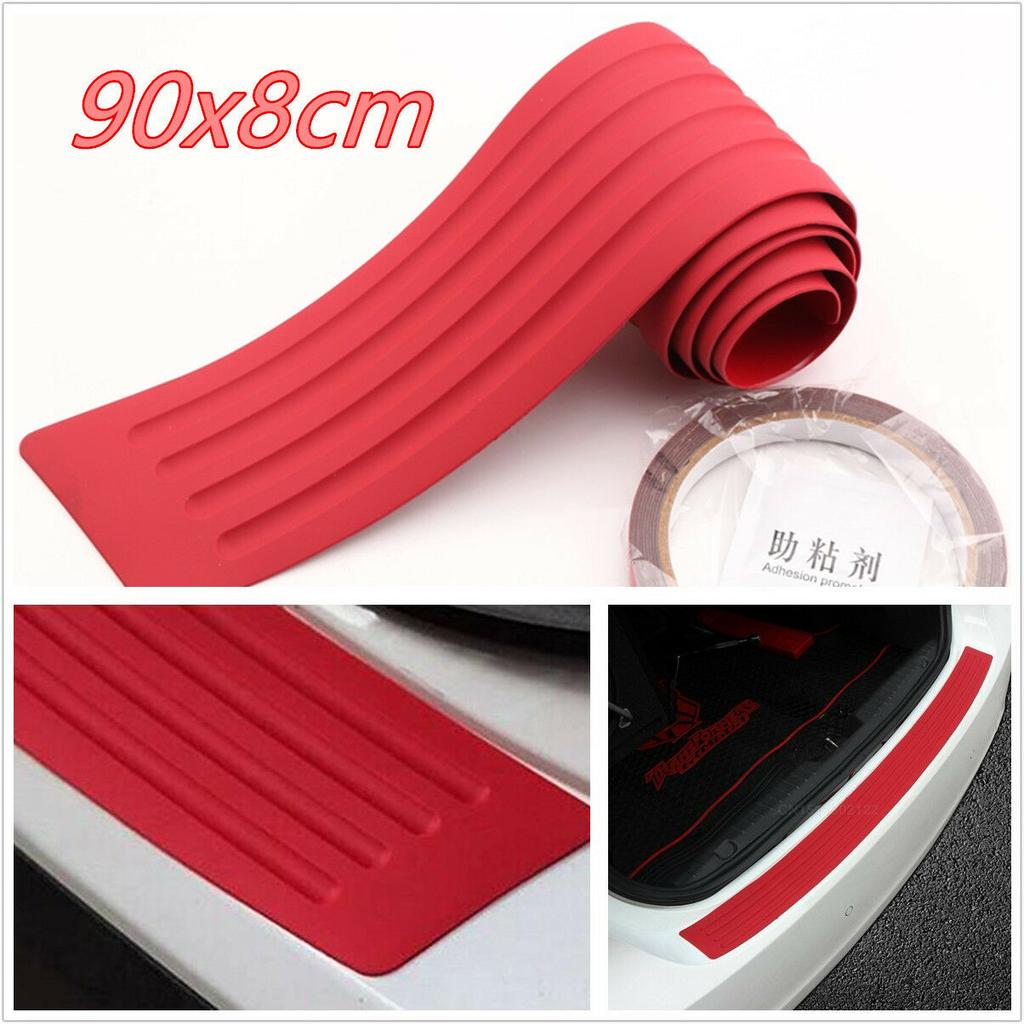 Car Rear Trunk Guard Plate Bumper Sill/Protector Plate Rubber Cover Guard Trim PAD Red