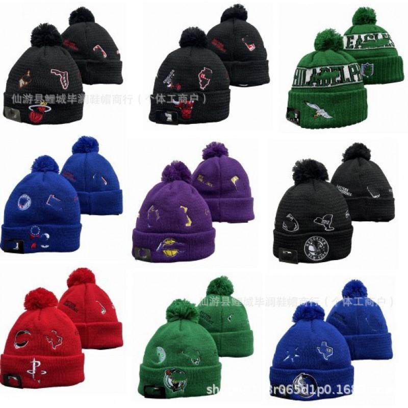 Basketball Team Knit Beanie Lakers Warriors Bucks Raptors Heat Kobe James Winter Warm Hat Men Women