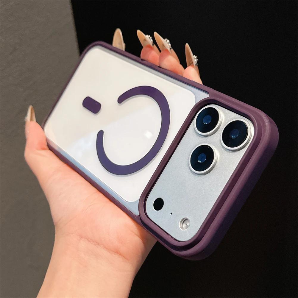 Роскошный магнитный чехол конфетного цвета для Magsafe для iPhone 17 Pro Max, прозрачный матовый край, гибридный силиконовый мягкий жесткий чехол-накладка