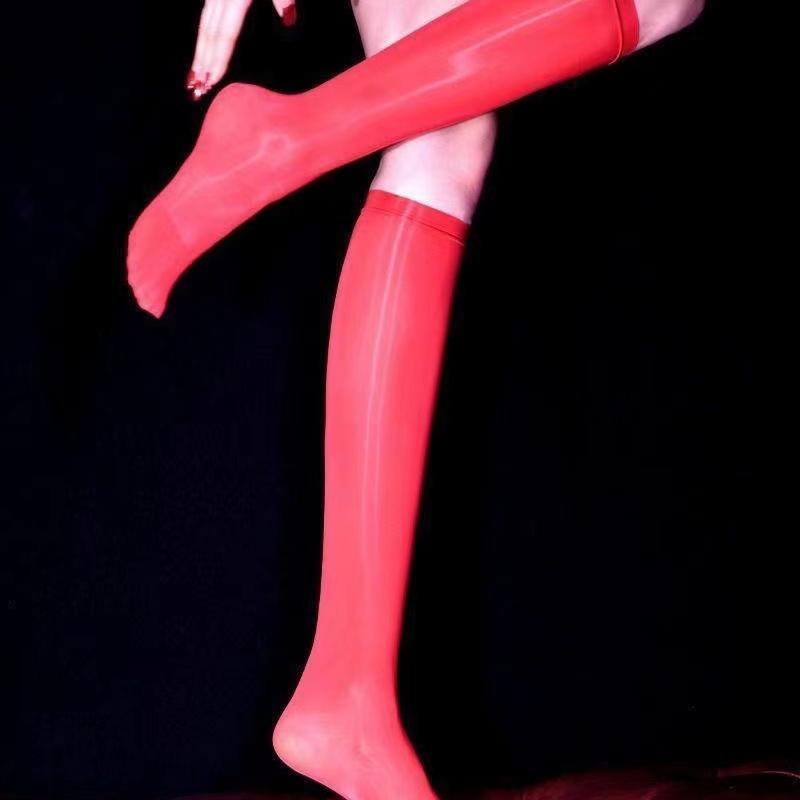 Сексуальные чулки с масляным блеском, женские летние модные длинные чулки, женские блестящие чулки до колена, нейлоновое нижнее белье, тонкие носки для женщин