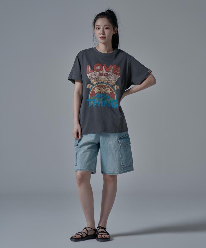 WAARFORWOMAN Wt-73 Love Short Sleeve T-Shirt_Charcoal