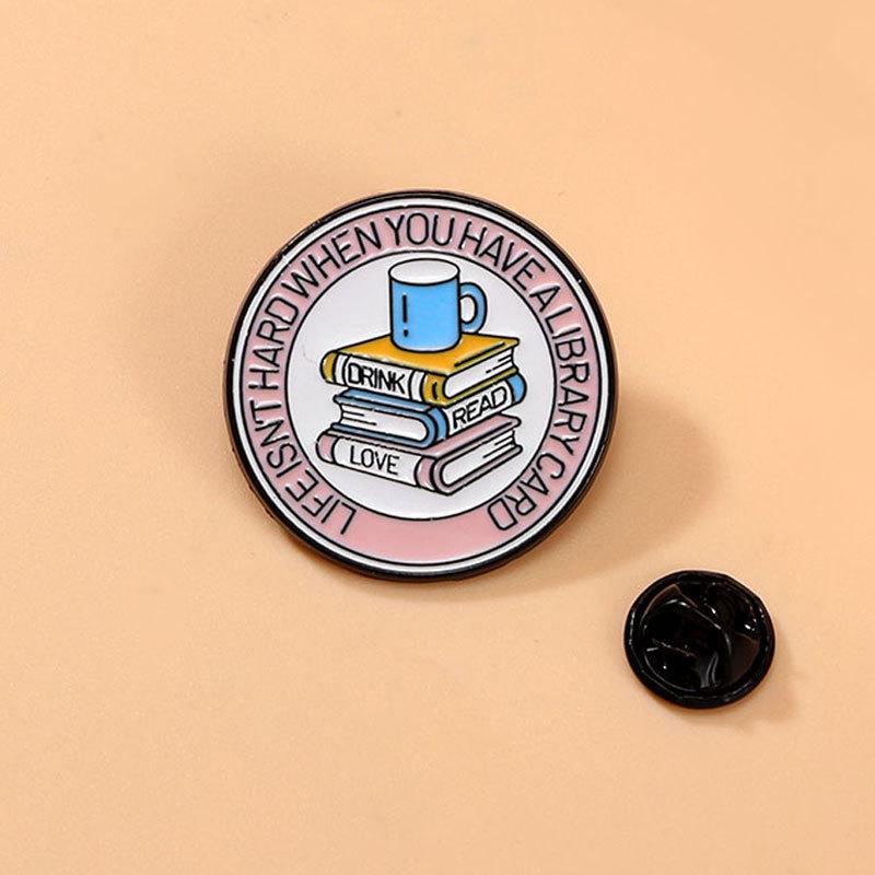 Cute casual wind oil drop brooch clothes decorative schoolbag buckle English letters water cup book cartoon