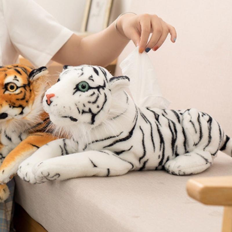 Уникальный тигровый дизайн Держатель для салфеток из полипропилена и хлопка Удобный аксессуар для туалетных столиков в ванной и автомобиля