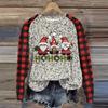 Women's Fashion Round Neck Pullover Plunging Sleeve Tee Christmas Printed Top