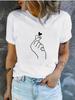Fashion Women Simple Fingers Compared To Heart Print T Shirt Funny Casual O-neck Short Sleeves T-shirt Summer Female Tee Shirt