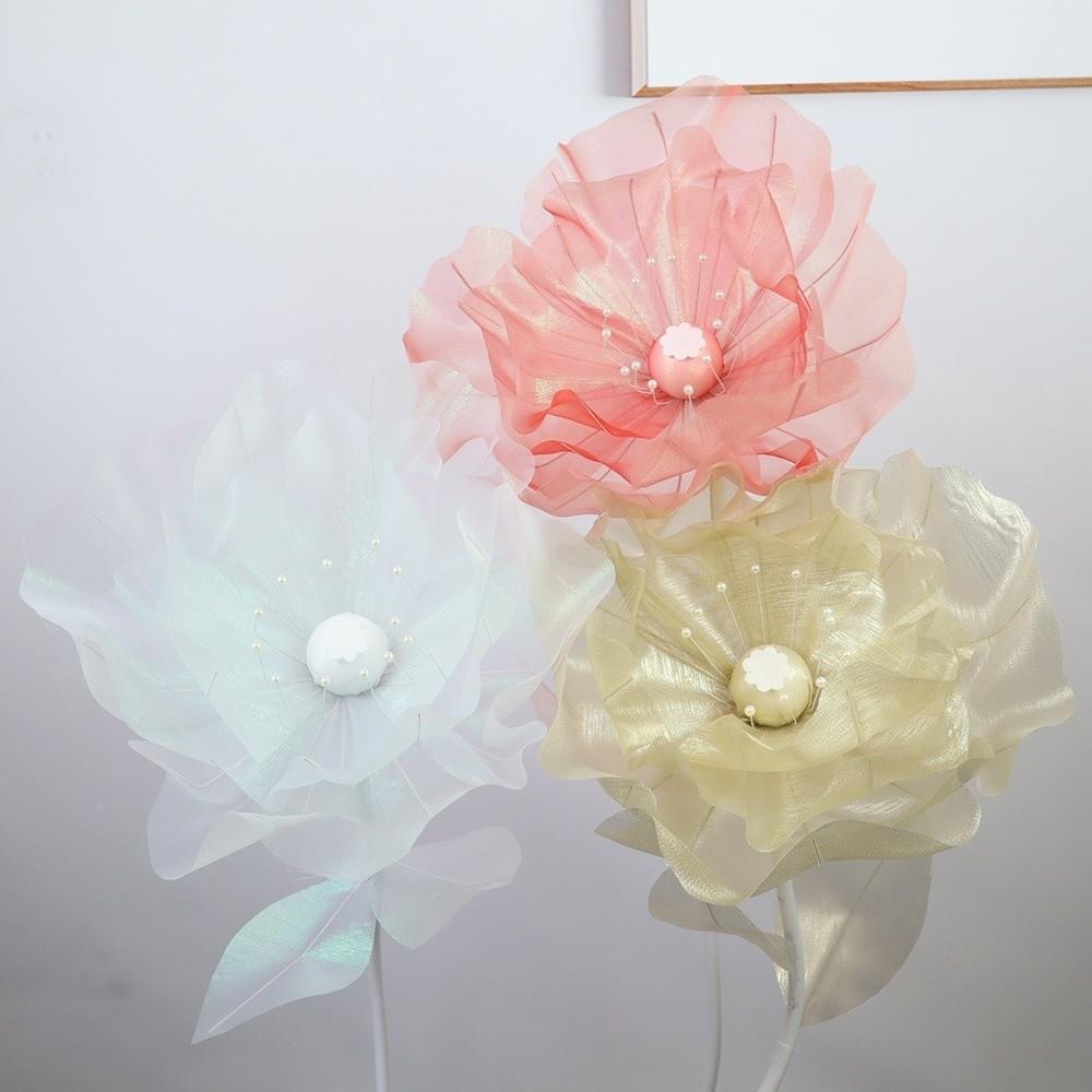 Simulation 3D Gauze Artificial Flower 50cm Big Giant Mesh Flower Hollow Silk Flower Window Display
