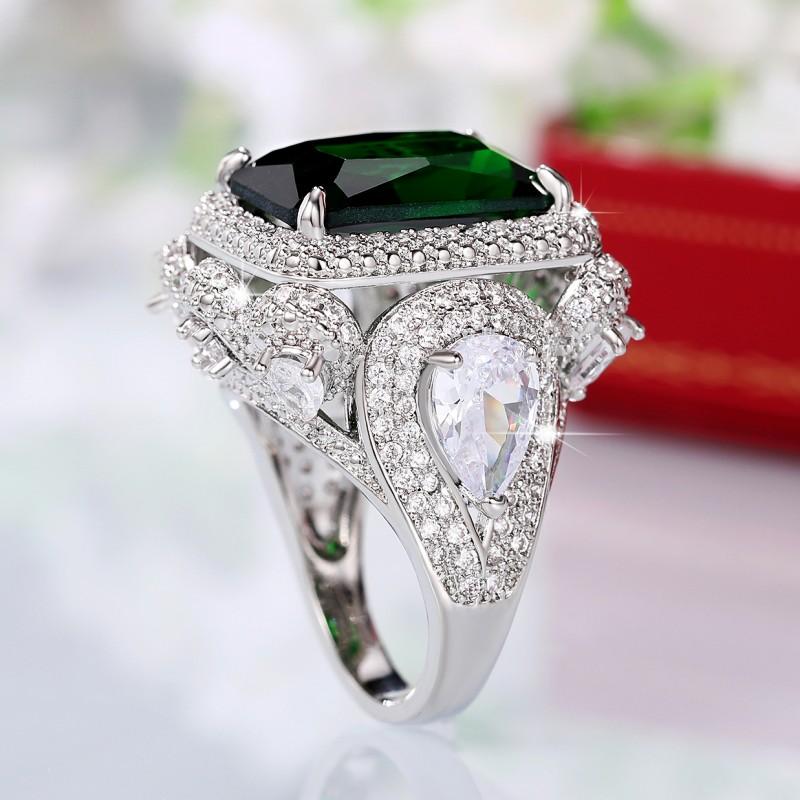 Huitan Noble Green Cubic Zirconia женские кольца новый современный дизайн роскошные кольца свадьба годовщина вечеринка дамы ювелирные изделия подарки