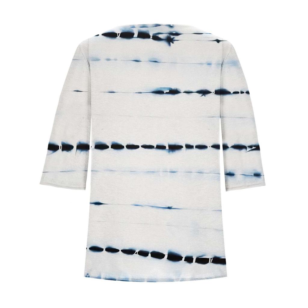 Женский топ, свободная повседневная футболка с квадратным вырезом и пуговицами, рукав три четверти, топ