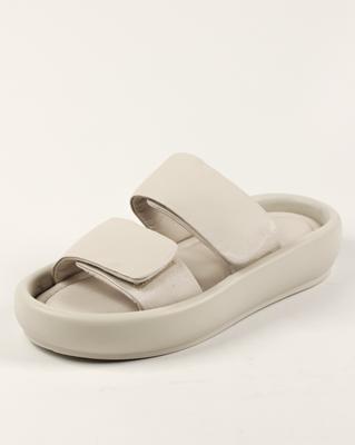 Шлепанцы на липучках 93201 36 бежевые кожа