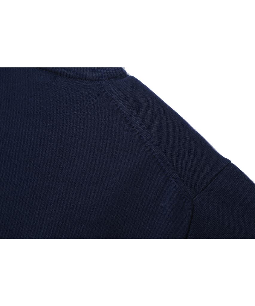 BASEMOMENT Diagonal Button Half Knit Navy