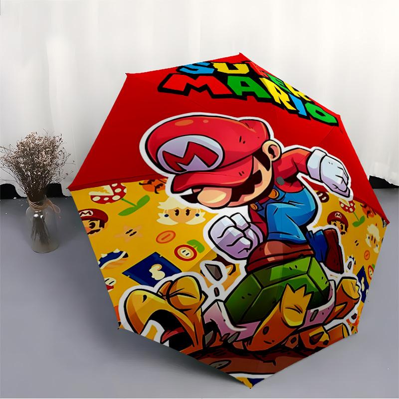 Super Mario Adventure Automatic Folding Cute Umbrella - Lightweight, Retractable Design with 8-Rib Durability, Perfect for Outdoor Adventure