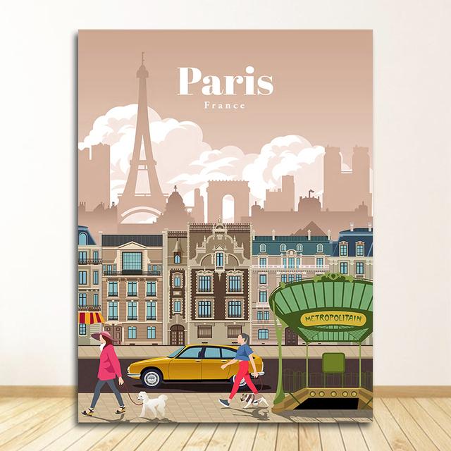И принты, настенные панно для гостиной, домашний декор, Лондон, Нью-Йорк, Париж, Испания, карта города, настенная живопись на холсте, плакаты на скандинавскую тему