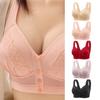 Mid-aged Women Brassiere Wireless Front Button Closure Underwear Vest Style Lace Splicing Push-Up Seamless Bra